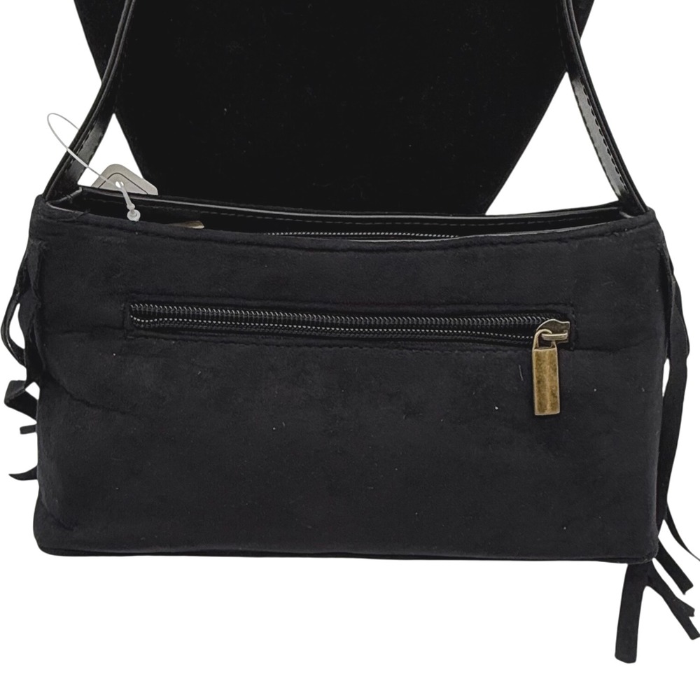Black Faux Suede Shoulder Bag Handbag Y2K style Retro Style Purse nwt